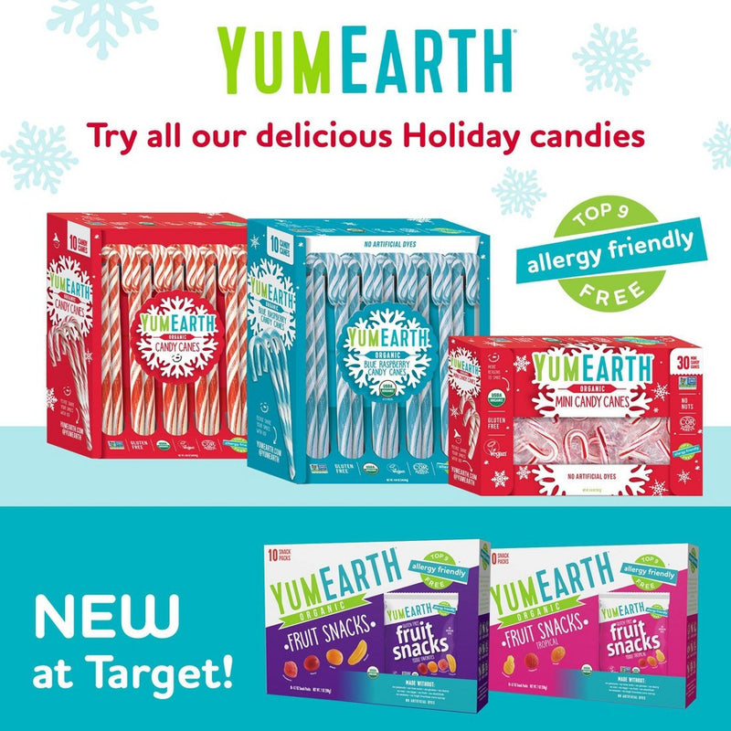 Yum Earth Christmas Candy Canes - 4.94oz/10ct