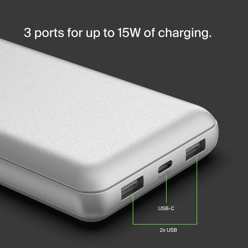 Belkin 20000mAh Power Bank 15W USB-A + USB-C - Silver