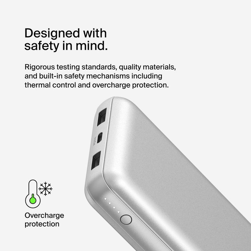 Belkin 20000mAh Power Bank 15W USB-A + USB-C - Silver