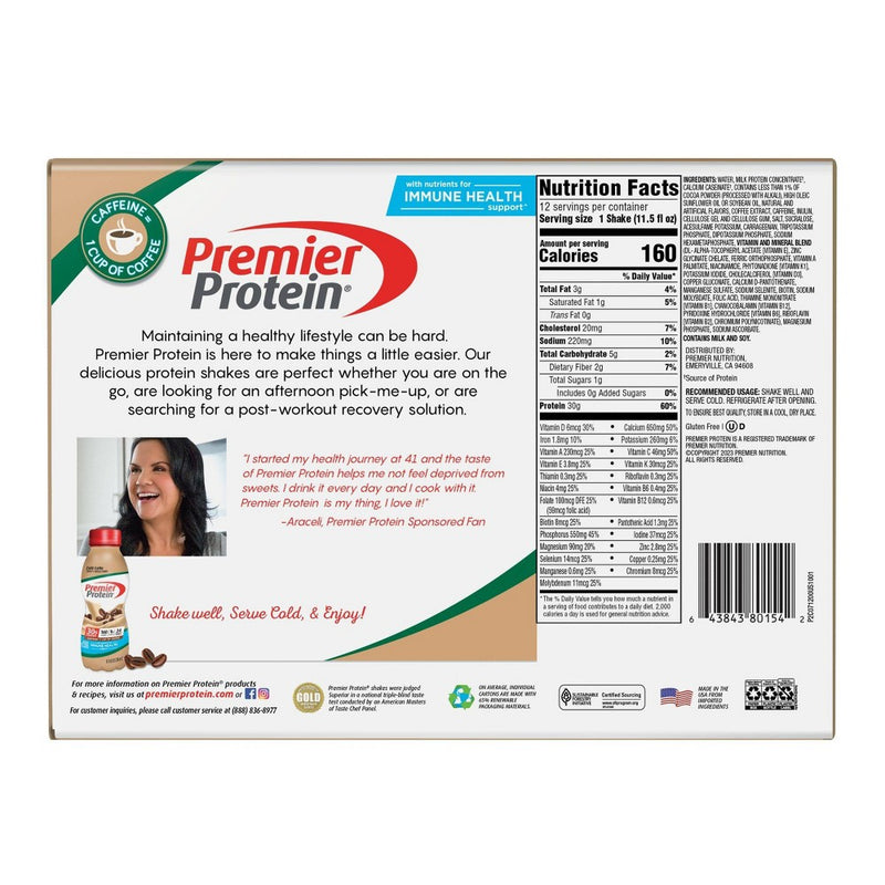 Premier Protein Nutritional Shake - Caffe Latte - 11.5oz/12ct