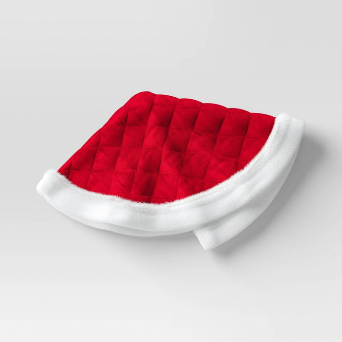 32" Quilted Velvet Christmas Tree Skirt with Faux Fur Trim Red/White - Wondershop