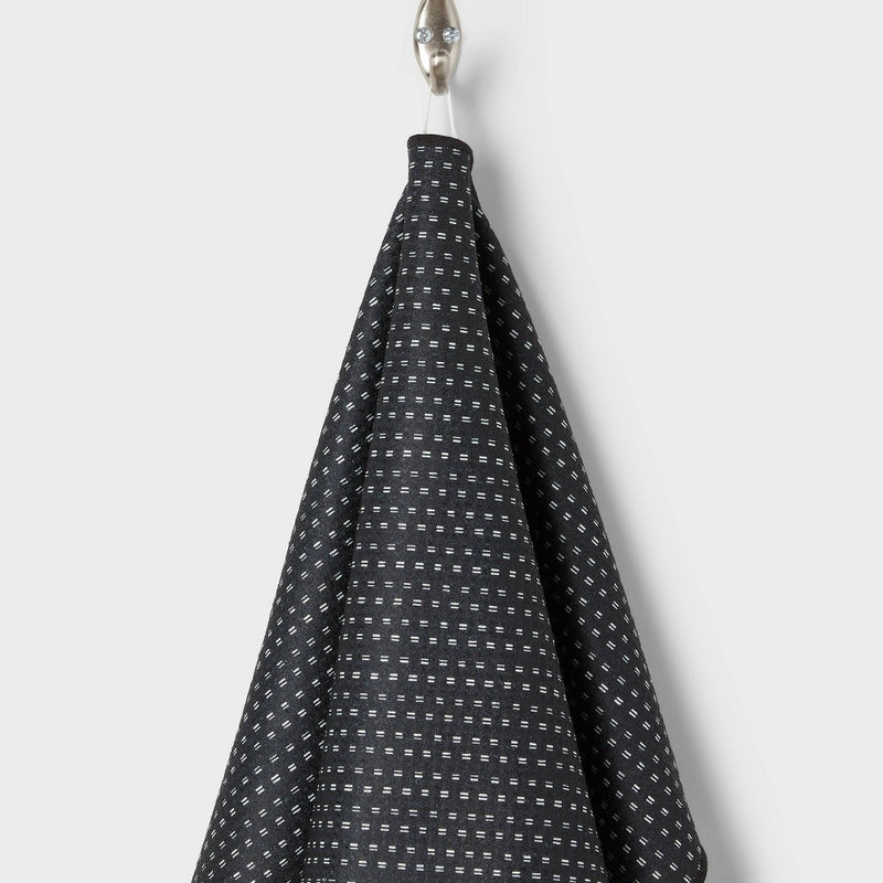 1pc Quick Dry Dotted Striped Waffle Hand Towel Black - Room Essentials