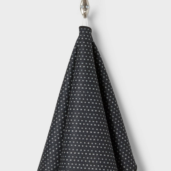 1pc Quick Dry Dotted Striped Waffle Hand Towel Black - Room Essentials