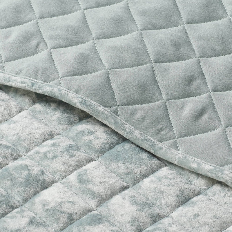 King Luxe Diamond Stitch Velvet Quilt Light Teal Green - Threshold: OEKO-TEX Certified, Machine Washable, Year-Round Comfort