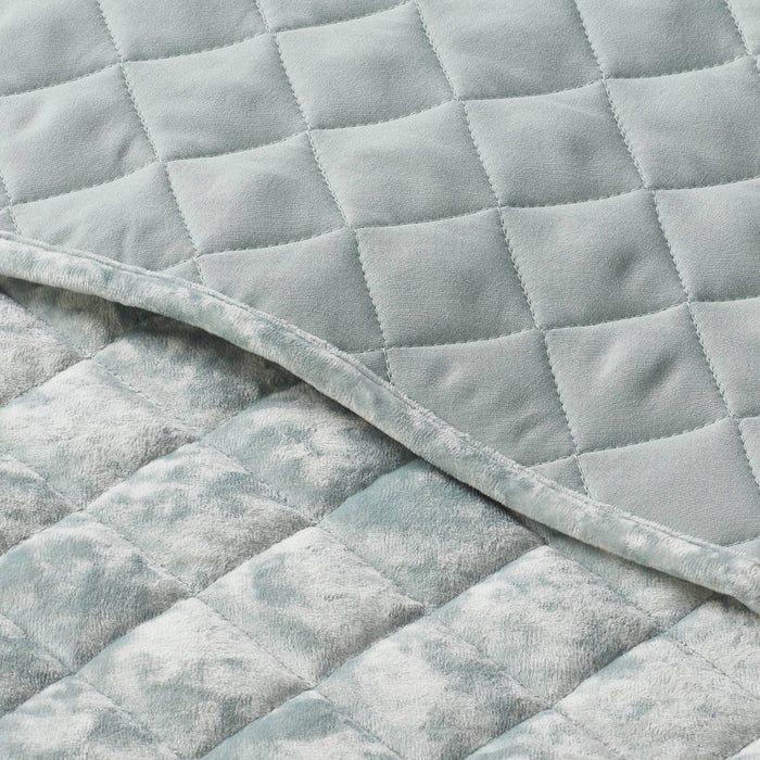 King Luxe Diamond Stitch Velvet Quilt Light Teal Green - Threshold: OEKO-TEX Certified, Machine Washable, Year-Round Comfort