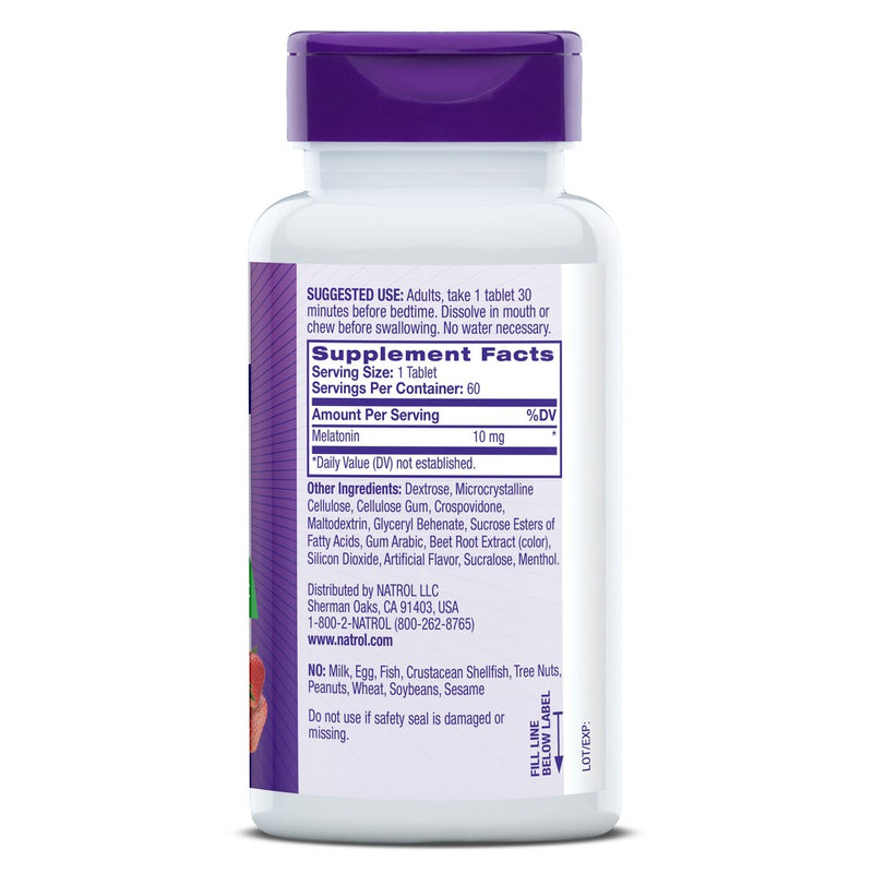 Natrol Melatonin 10mg Maximum Strength Fast Dissolve Sleep Aid Tablets - Strawberry - 60ct