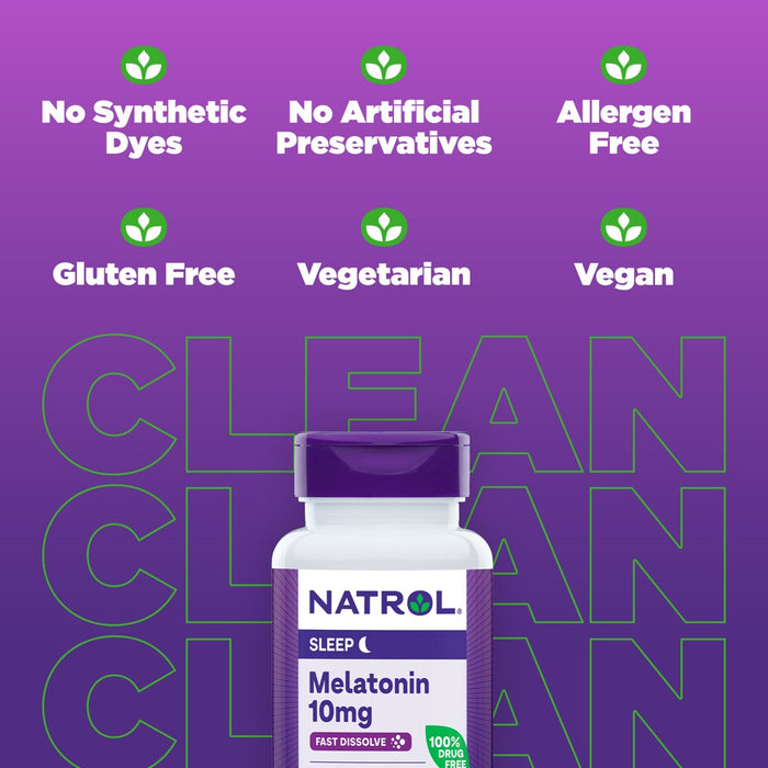 Natrol Melatonin 10mg Maximum Strength Fast Dissolve Sleep Aid Tablets - Strawberry - 60ct
