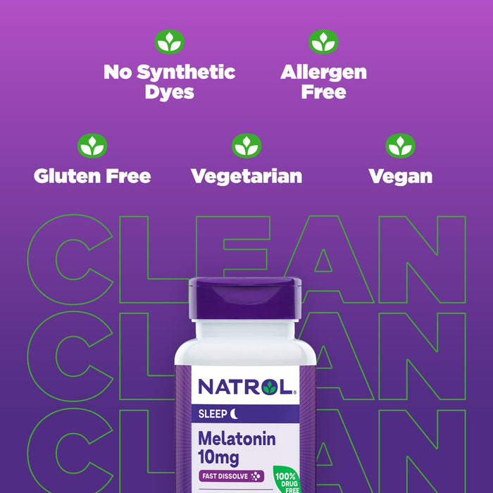 Natrol Melatonin 10mg Maximum Strength Fast Dissolve Sleep Aid Tablets - Strawberry - 60ct