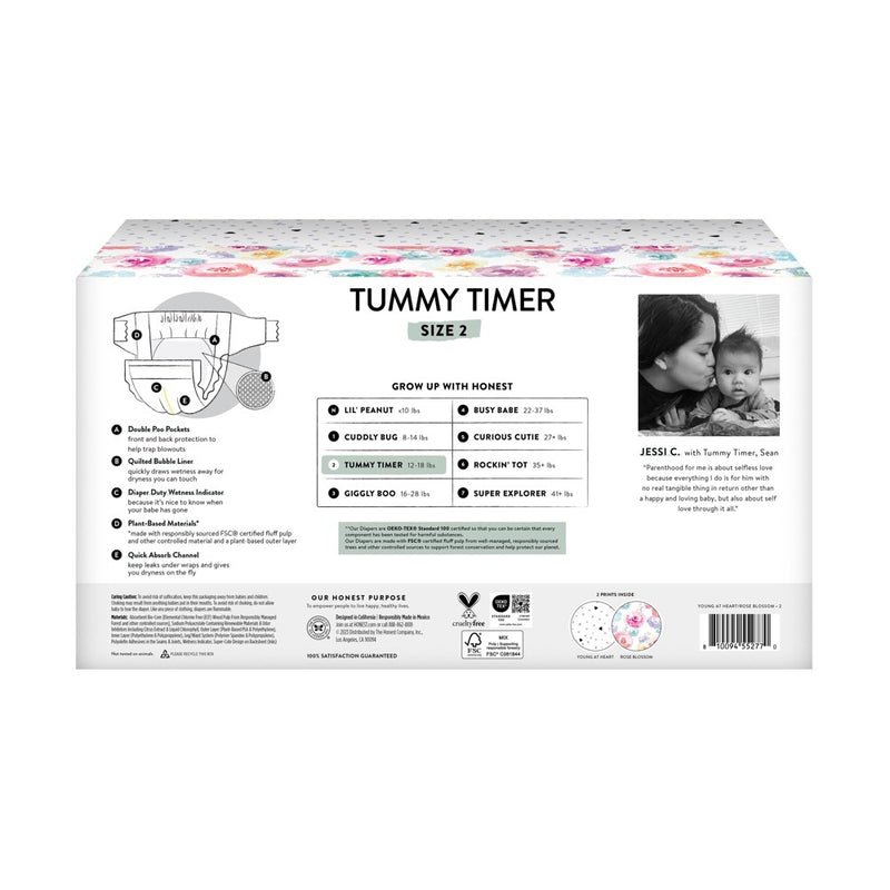 The Honest Company Clean Conscious Disposable Diapers Young At Heart & Rose Blossom - Size 2 - 72ct