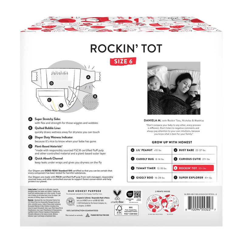 The Honest Company Clean Conscious Disposable Diapers In-RED-Ibly Delicious & So Fetch - Size 6 - 40ct
