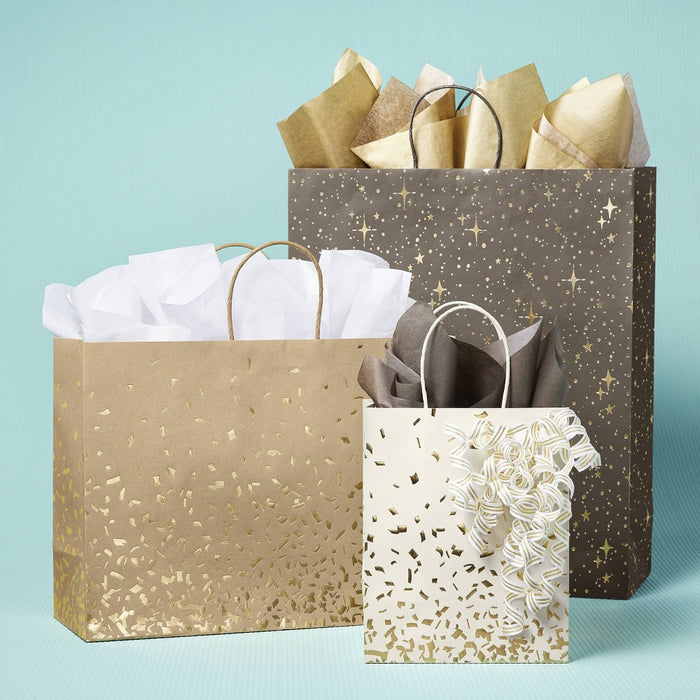 20ct Gold/White/Brown Banded Tissue Paper - Spritz