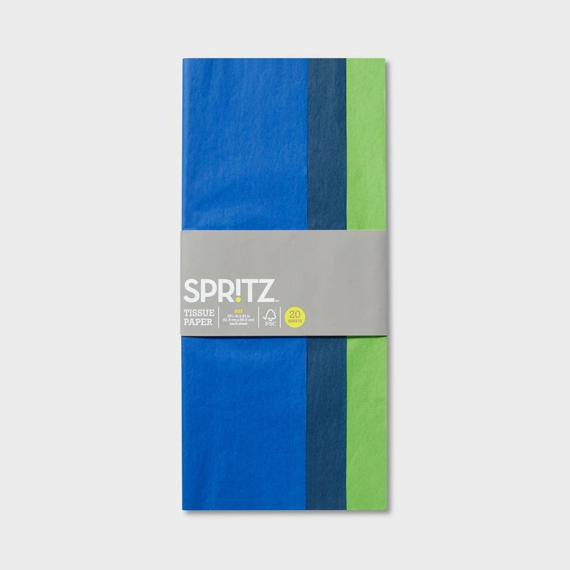3 Step Striped Tissue Paper Blue/Green - Spritz