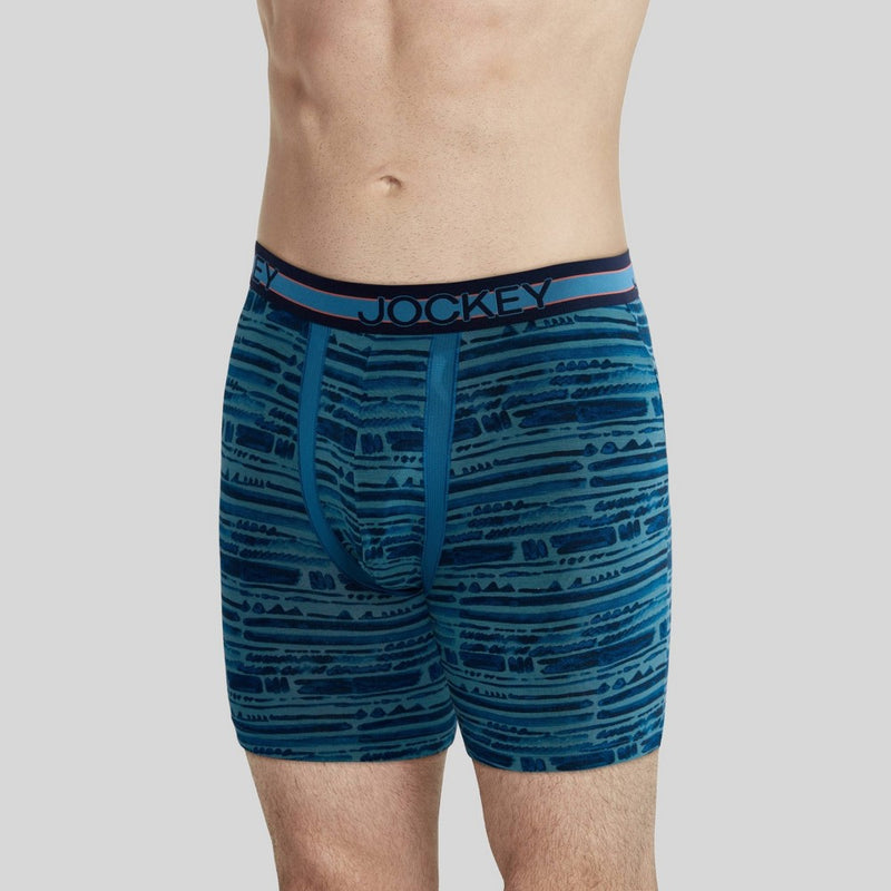 Jockey Generation Men's No Chafe Pouch Ultra Soft Stretch Boxer Briefs 3pk - Navy Blue/Aqua Blue/Coral Pink M