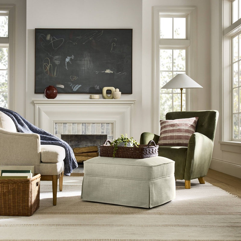 Vivian Park Ottoman Fern Green - Threshold designed with Studio McGee: Comfy, Upholstered, No Assembly Required (LOCAL PICKUP ONLY)