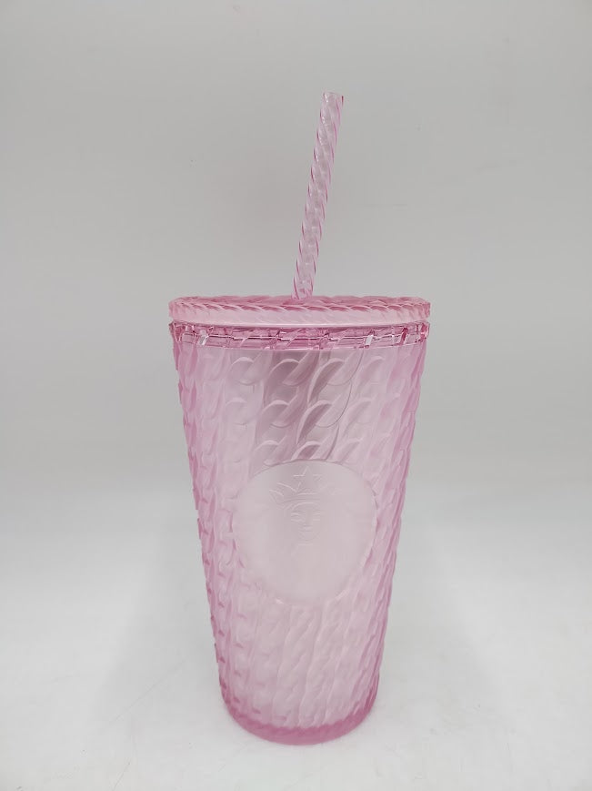 Starbucks 2024 Matte Light Pink Chain Link Soft Touch Grande Tumbler Cup 16 oz