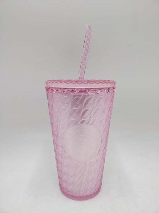 Starbucks 2024 Matte Light Pink Chain Link Soft Touch Grande Tumbler Cup 16 oz