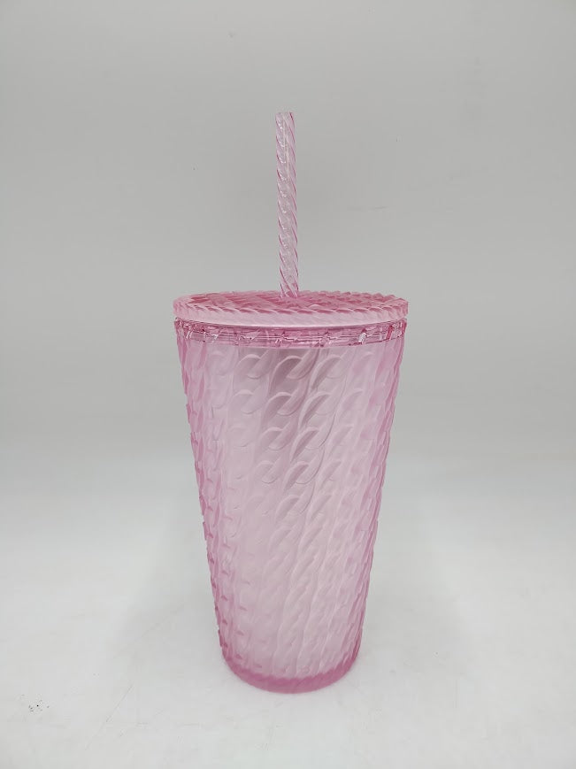 Starbucks 2024 Matte Light Pink Chain Link Soft Touch Grande Tumbler Cup 16 oz
