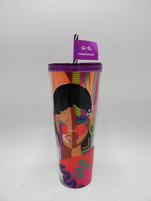 Starbucks Shae Anthony 2024 She X This Graphic Cold Cup Tumbler Straw Lid 24 oz