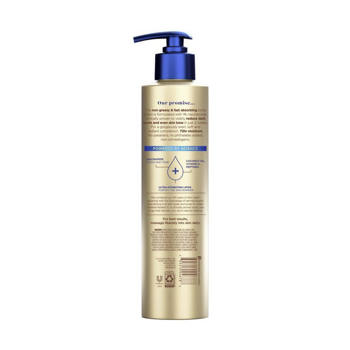 Vaseline Radiant X Even Tone Body Lotion with Niacinamide and Peptides, 11 oz