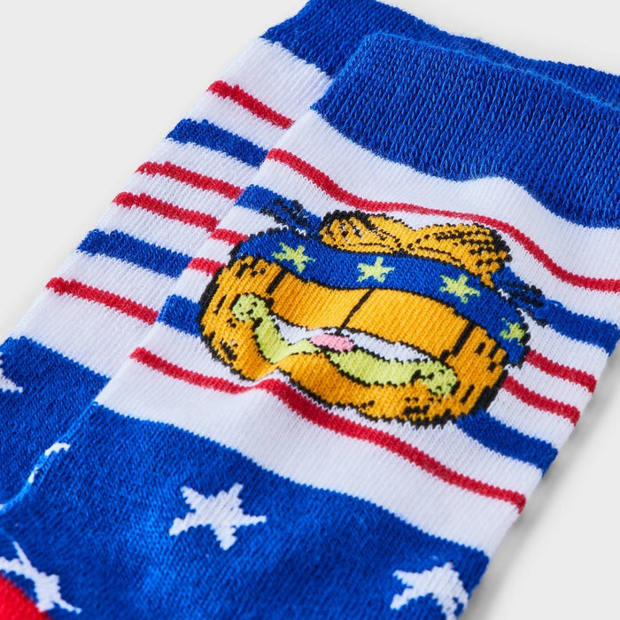 Women's Garfield Americana Crew Socks - Red/Blue/White 4-10