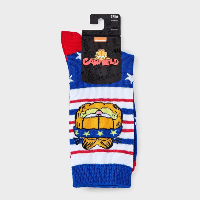 Women's Garfield Americana Crew Socks - Red/Blue/White 4-10