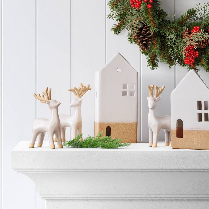 8" Speckled Ceramic House Christmas Village Building - Wondershop White