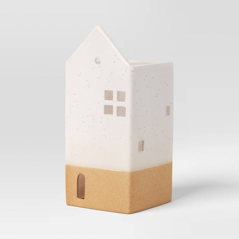 8" Speckled Ceramic House Christmas Village Building - Wondershop White