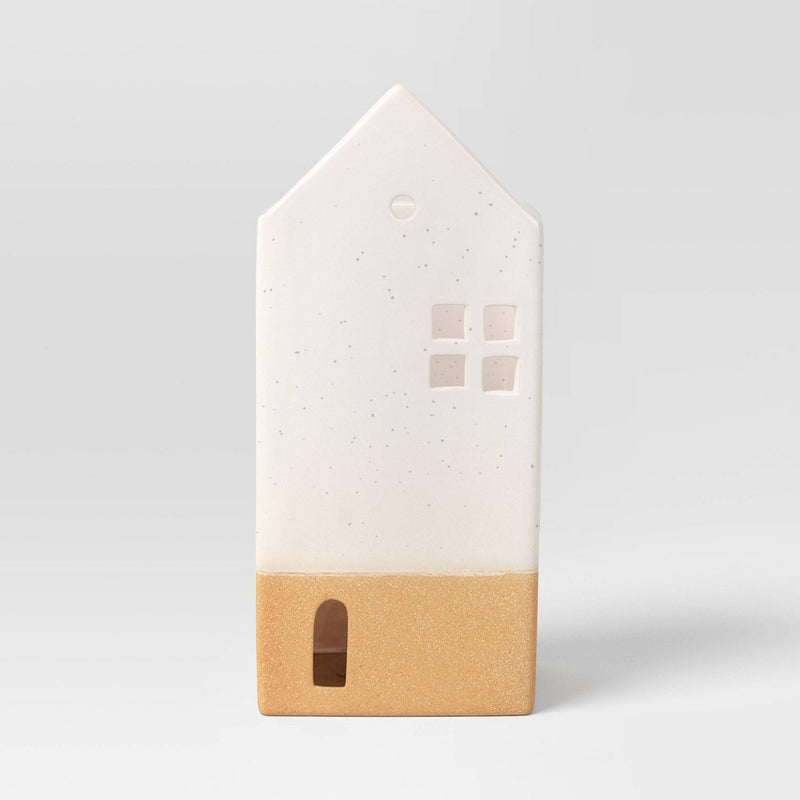 8" Speckled Ceramic House Christmas Village Building - Wondershop White