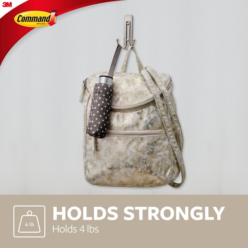 Command Large and Small Decorative Hooks Brushed Nickel