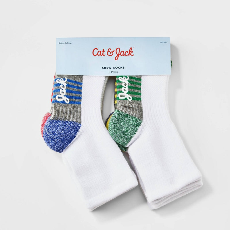 Toddler Boys' 6pk Crew Socks - Cat & Jack 2T-3T