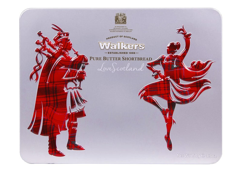 Walker's Shortbread Scottish Icon Piper & Highland Dancer Holiday Tin, All-Butter Shortbread Cookies, 5.3 Oz Tin