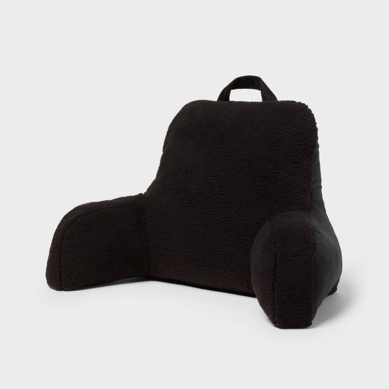 Faux Shearling Bed Rest Black - Room Essentials: Comfort Support Pillow for Dorm, Indoor/Outdoor Use (LOCAL PICKUP ONLY)