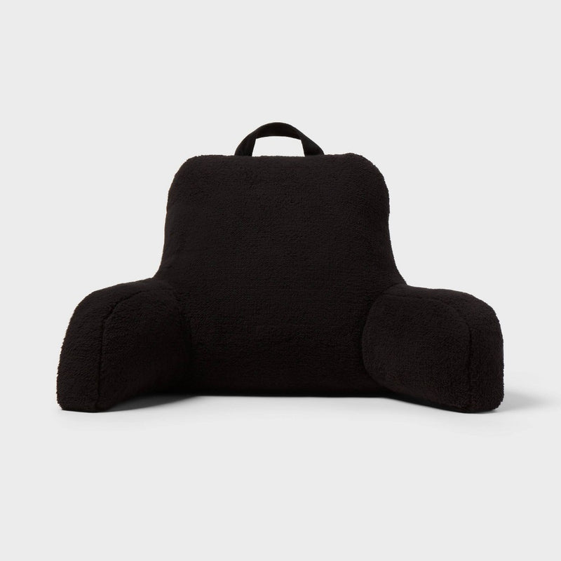 Faux Shearling Bed Rest Black - Room Essentials: Comfort Support Pillow for Dorm, Indoor/Outdoor Use (LOCAL PICKUP ONLY)