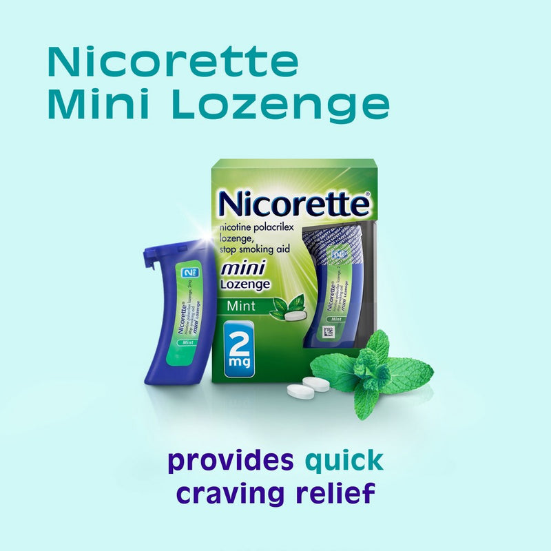 Nicorette 2mg Stop Smoking Aid Nicotine Mini Lozenge - Mint - 81ct -EXP:09/26