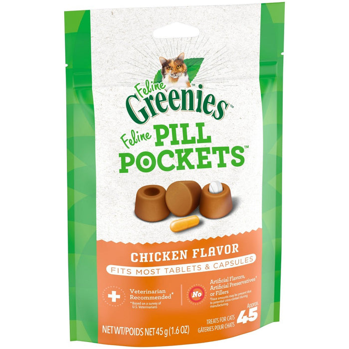 Greenies Feline Pill Pockets Chicken Adult Cat Treats - 1.6oz