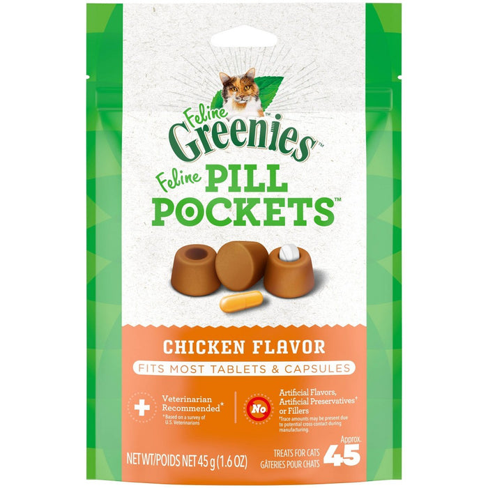 Greenies Feline Pill Pockets Chicken Adult Cat Treats - 1.6oz