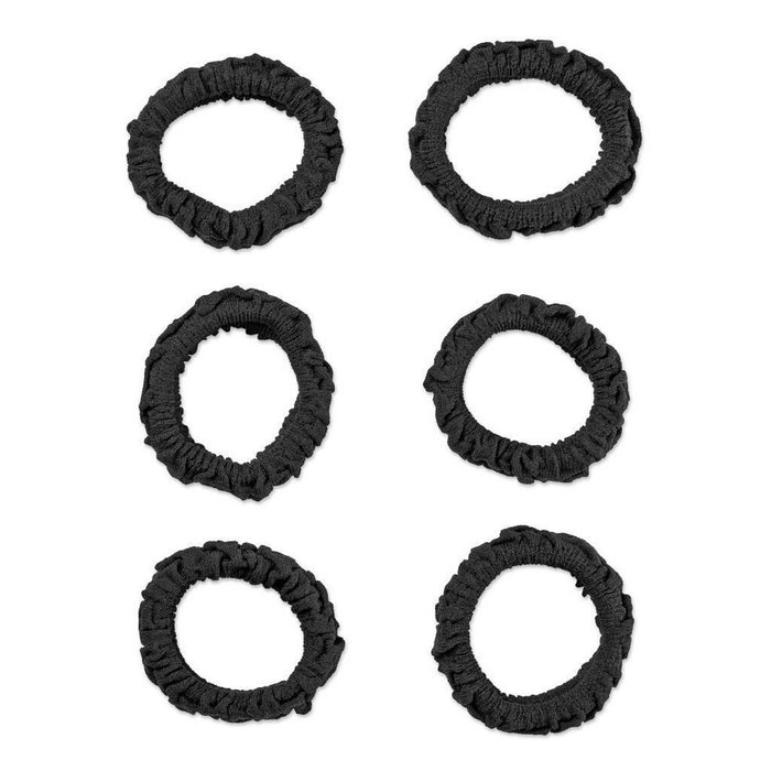 scunci Unbreakable Ruched Comfy Hair Elastics - Black - Thick Hair - 6pk