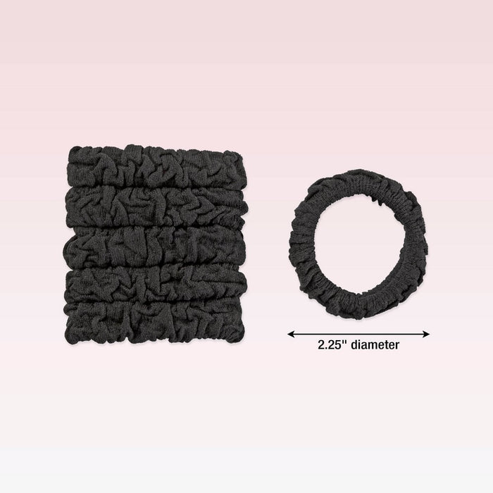 scunci Unbreakable Ruched Comfy Hair Elastics - Black - Thick Hair - 6pk
