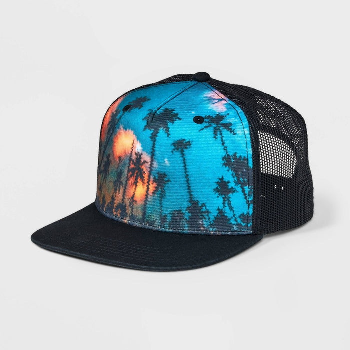 Kids' Palm Trees Trucker Hat - art class Black