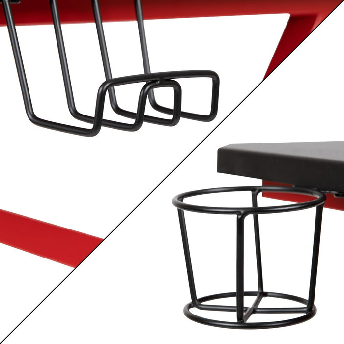 Flash Furniture Red Gaming Ergonomic Desk with Cup Holder and Headphone Hook (LOCAL PICKUP ONLY)