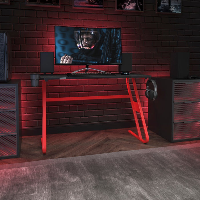 Flash Furniture Red Gaming Ergonomic Desk with Cup Holder and Headphone Hook (LOCAL PICKUP ONLY)