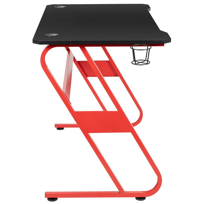 Flash Furniture Red Gaming Ergonomic Desk with Cup Holder and Headphone Hook (LOCAL PICKUP ONLY)