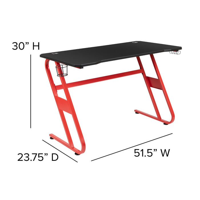 Flash Furniture Red Gaming Ergonomic Desk with Cup Holder and Headphone Hook (LOCAL PICKUP ONLY)