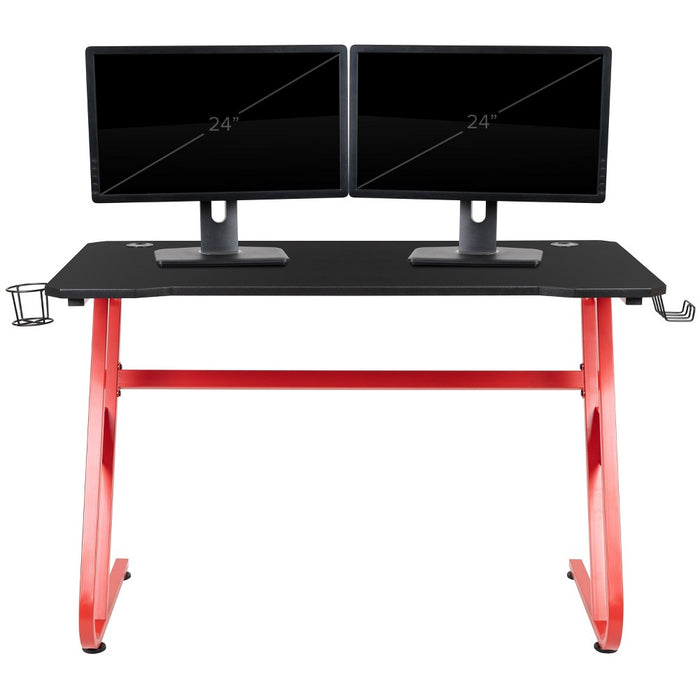 Flash Furniture Red Gaming Ergonomic Desk with Cup Holder and Headphone Hook (LOCAL PICKUP ONLY)