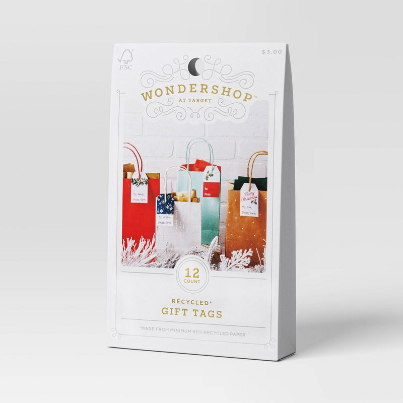 12ct Paper Christmas Gift Tag - Wondershop