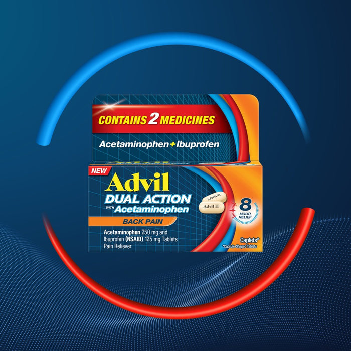 Advil Ibuprofen Dual Action NSAID Back Pain Reliever Caplet - 72ct EXP.01/28.