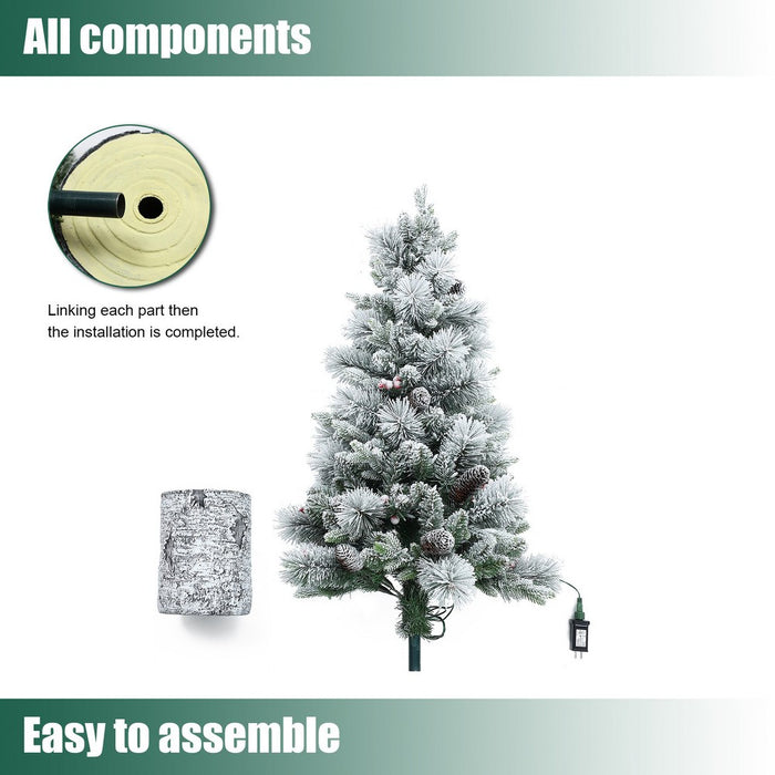 LuxenHome 4' Pre-Lit Green Flocked Potted Artificial Christmas Tree (LOCAL PICKUP ONLY)