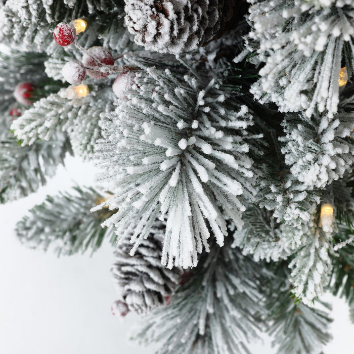 LuxenHome 4' Pre-Lit Green Flocked Potted Artificial Christmas Tree (LOCAL PICKUP ONLY)