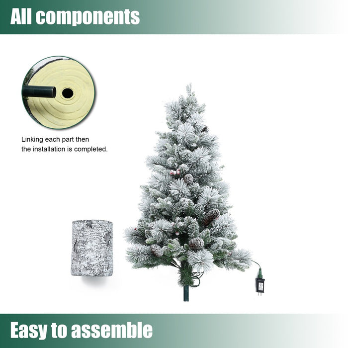 LuxenHome 4' Pre-Lit Green Flocked Potted Artificial Christmas Tree (LOCAL PICKUP ONLY)