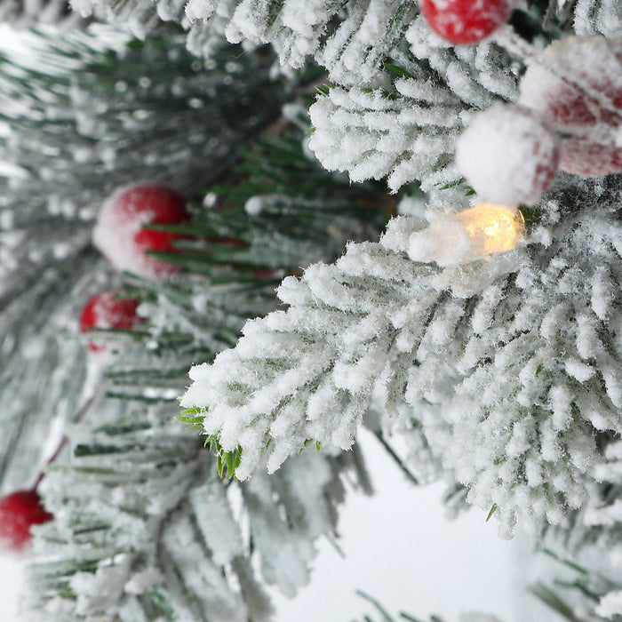 LuxenHome 4' Pre-Lit Green Flocked Potted Artificial Christmas Tree (LOCAL PICKUP ONLY)